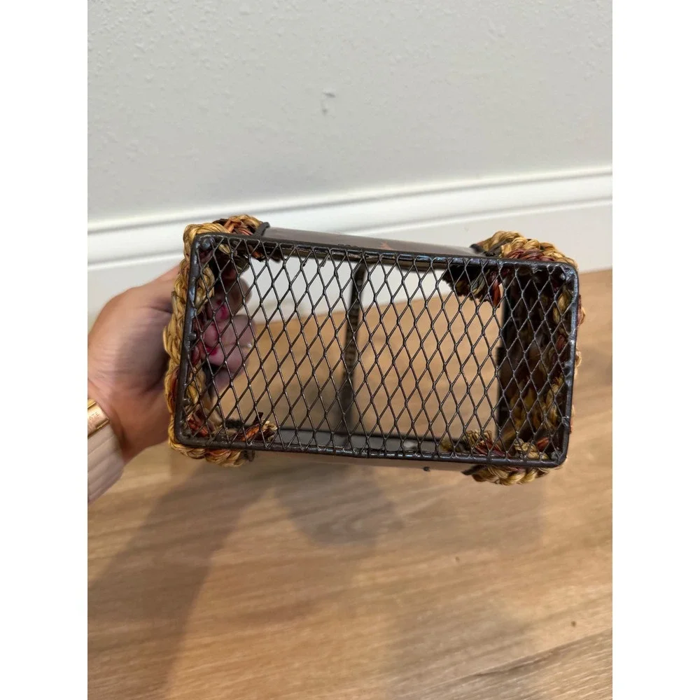 Rooster Decorative Basket Small Brown Rustic Farmhouse Country Kitchen Farm